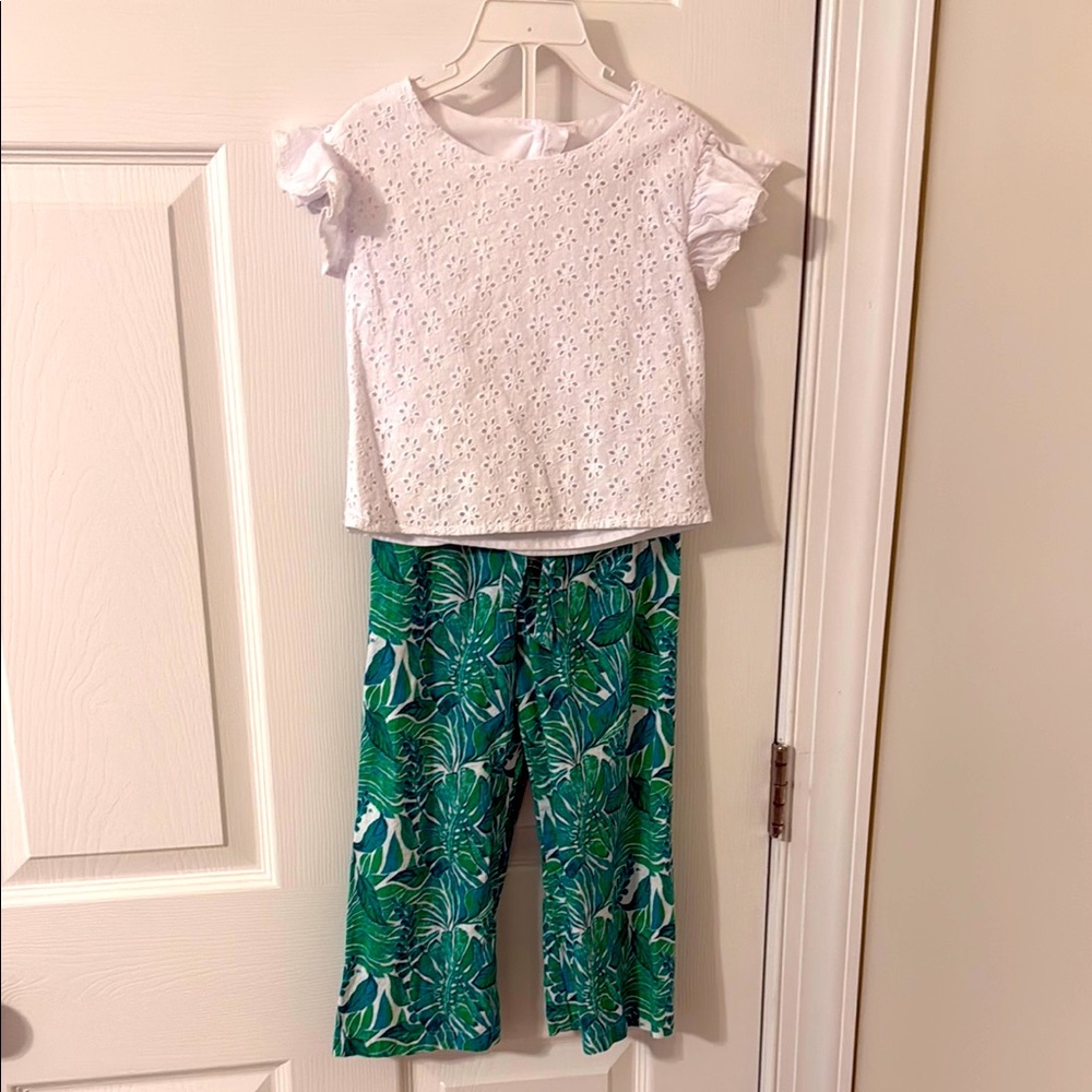 Kids White and Green Pajama Set